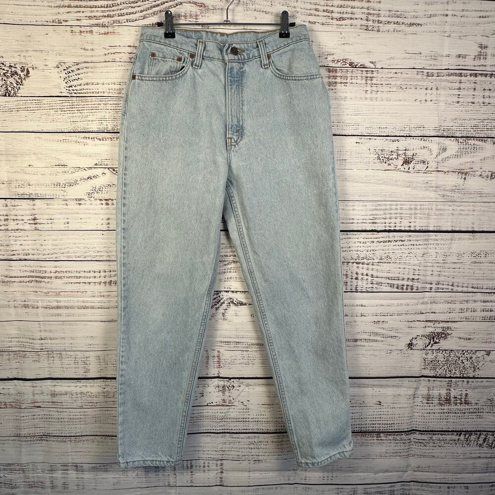 VTG 1995 Levis 521 Tapered Leg Blue Denim Jeans Cotton USA Womens 12P Fits 28x27